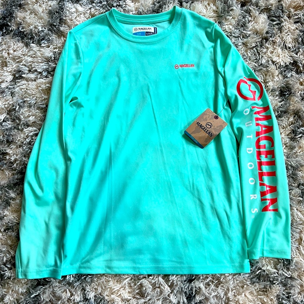 Magellan fishing shirt, Boys L (14-16), beach glass